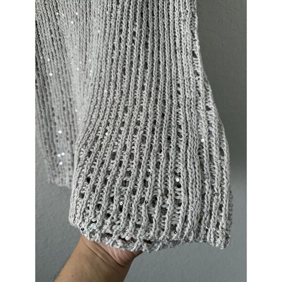 Eileen Fisher Metallic Open Knit Sleeveless Cami Tank Top Coastal Boho Neutral L - Picture 4 of 8